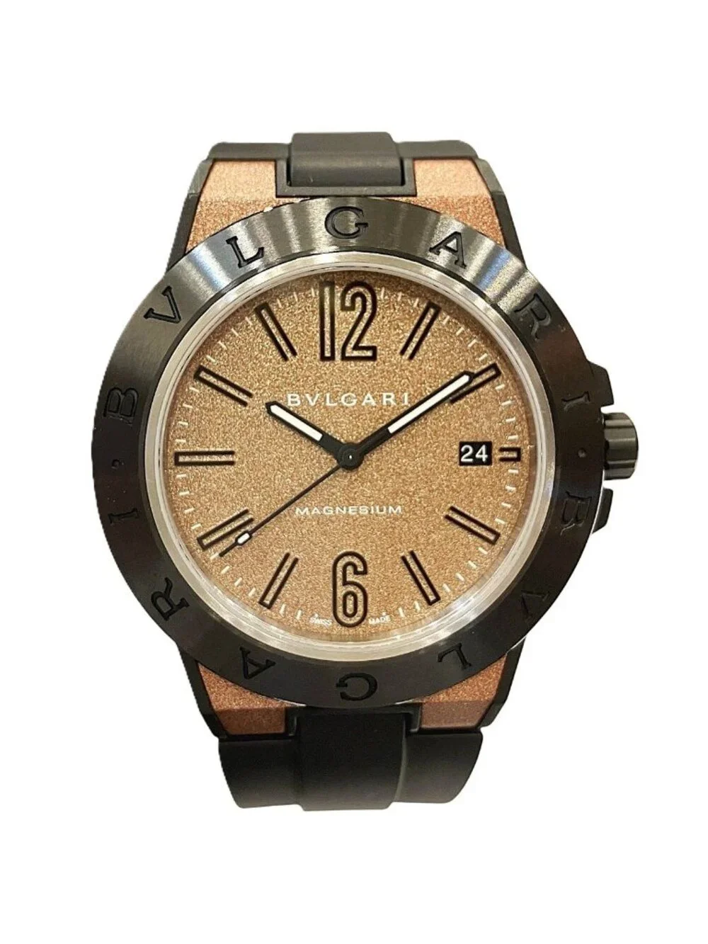 Bvlgari Diagono Magnesium Watch Gross Rubber Automatic Winding Brown dial